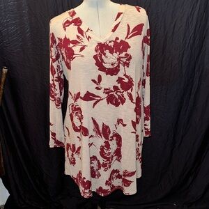 Emerald Cream and Red Floral Top